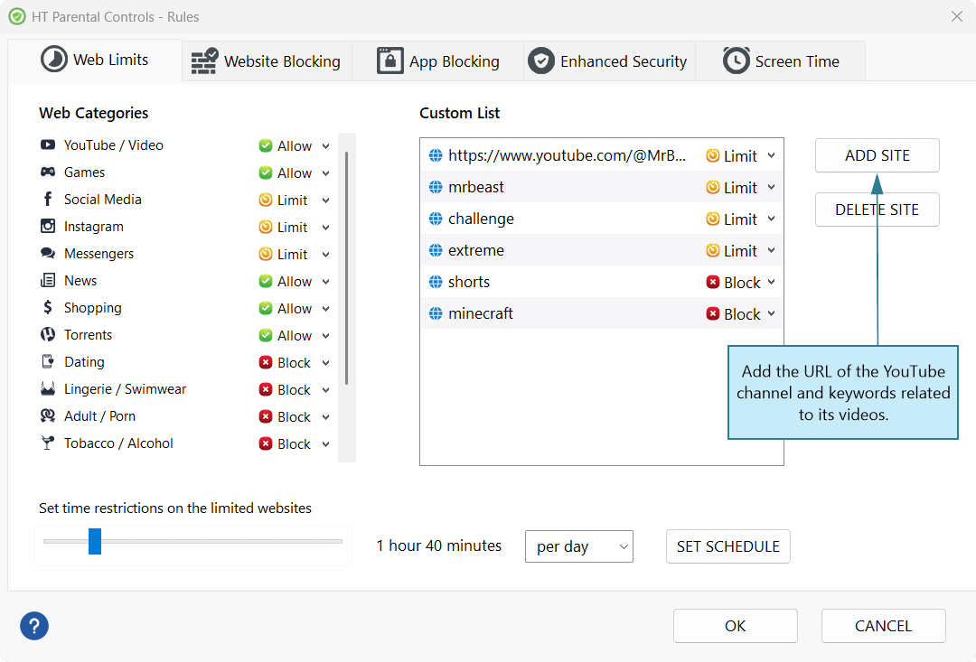 blocking channels on youtube
